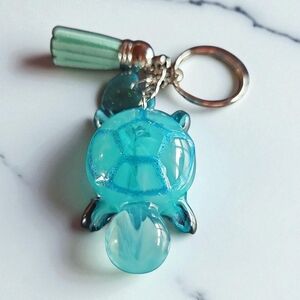 Blue Turtle Keychain with Tassel